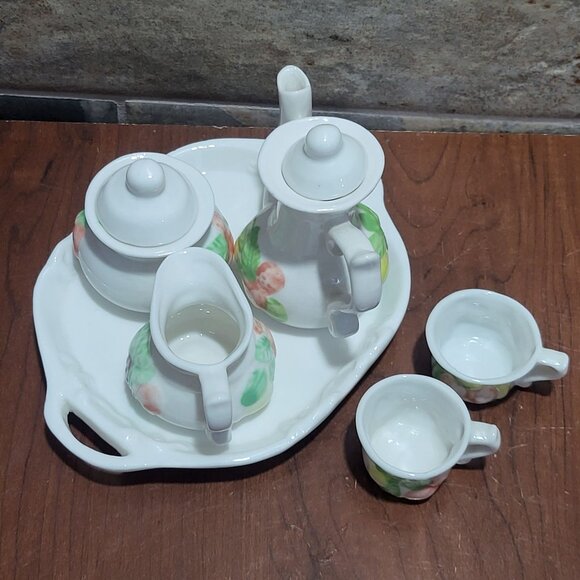 Vintage Miniature Porcelain Fruit Tea Set - Picture 8 of 14